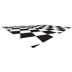 Vector illustration of a black and white checkered surface receding into perspective