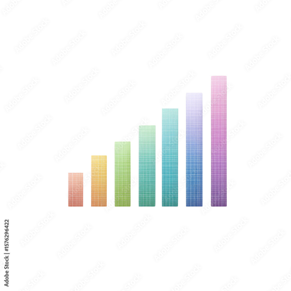 Poster colorful bar graph representation showing growth and progression in data visualization and analytics