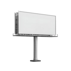 Blank outdoor billboard on a metal post isolated on transparent background.