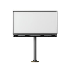 Blank outdoor billboard on a metal post isolated on transparent background.