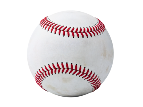 Classic White Baseball with Red Stitching Isolated
