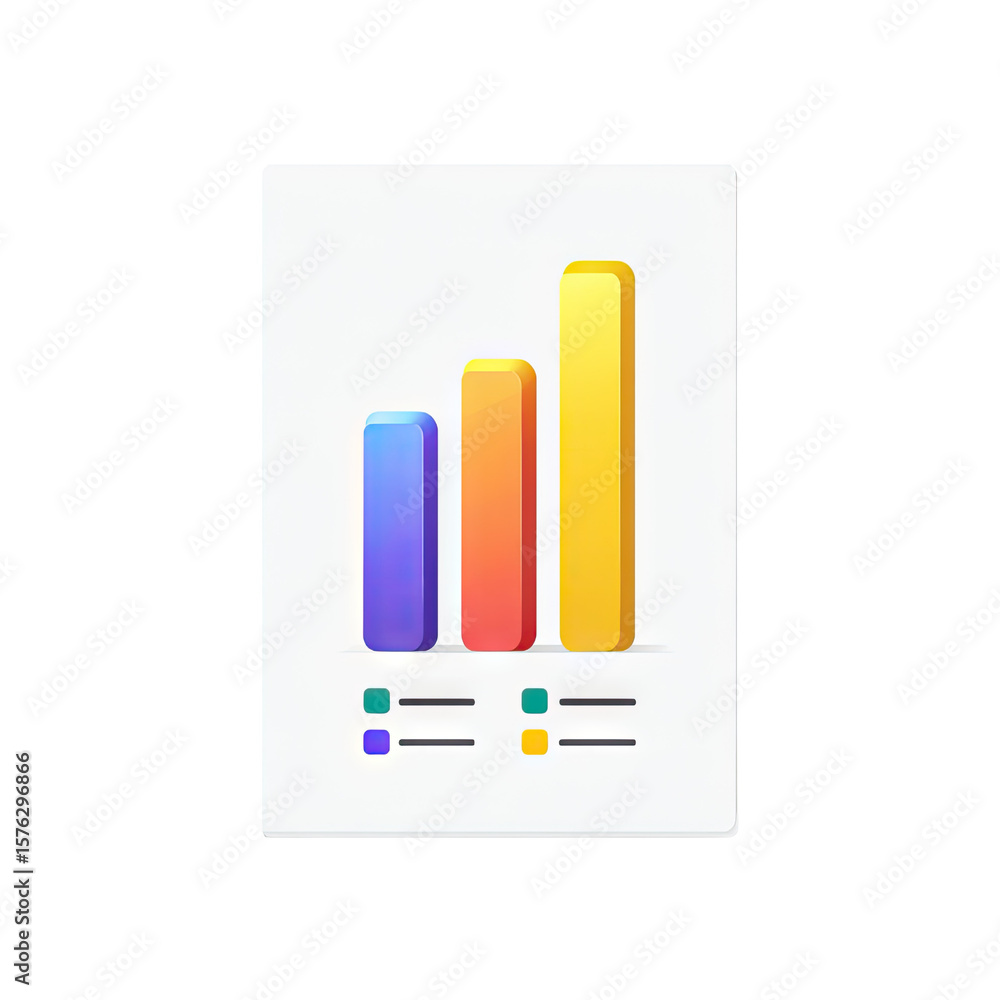 Poster colorful bar graph illustrating growth trends in business analysis and data visualization
