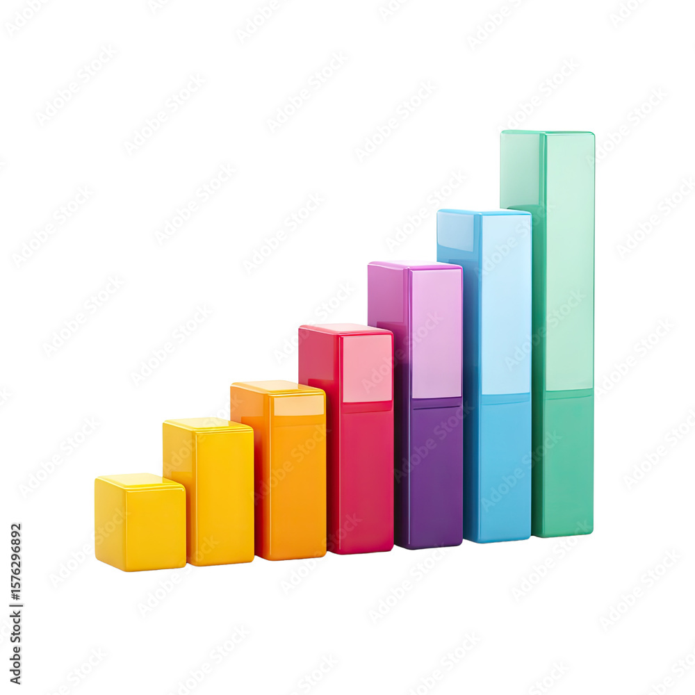 Poster colorful chart blocks representing data growth and progress in business and finance analysis