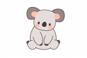 Fototapeta premium Cute minimalist koala line art vector illustration in black and white clipart style for t-shirt design