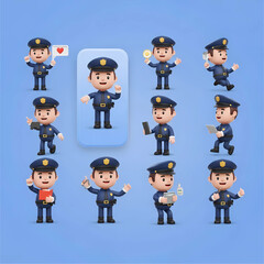Cartoon Officers, Patrol Cars, Crime Scene Equipment, Safety Signs, Surveillance Icons, Handcuffs, Traffic Tools -Massive 3D Police Clipart Pack & Law Enforcement Accessories Crime Prevention Month   