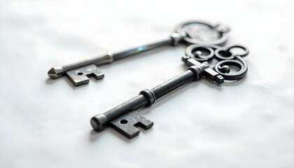 Collection of black old key vector symbols.