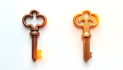 Collection of gold black old key vector symbols.