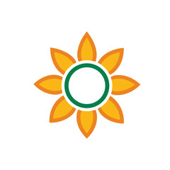 Sun and flower abstract icon bright yellow summer vector illustration