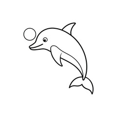 Obraz premium dolphin playing with pearl line art