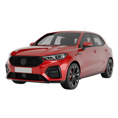 Fototapeta premium Red car isolated on transparent white background 