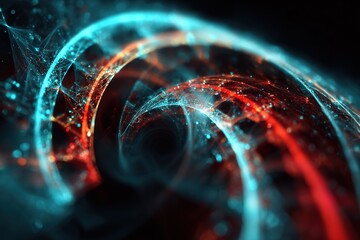 Dynamic data streams abstract light networks blue red shades symbolizing digital communications energy connections
