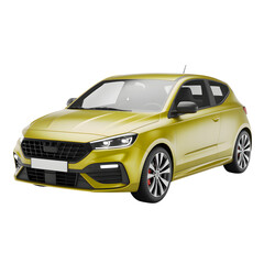 Obraz premium Yellow car isolated on transparent white background 