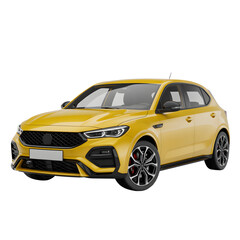 Obraz premium Yellow car isolated on transparent white background 