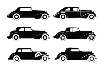 Classic Car Silhouette Collection: A curated collection of meticulously crafted silhouettes showcasing the timeless elegance of classic cars, each a masterpiece of automotive design.