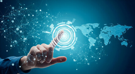 Futuristic Technology Interface With World Map