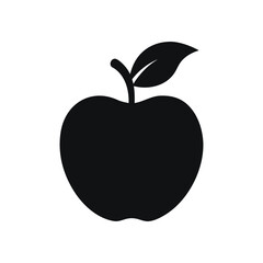 Red apple with green leaf on black background vector illustration