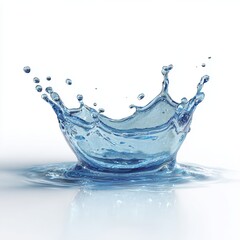 Clear Blue Water Splash in White Background