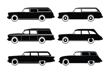Classic Car Silhouettes: A collection of elegant vintage car silhouettes, perfect for evoking a sense of nostalgia, showcasing the timeless design and charm of classic automobiles.