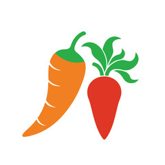Carrot vector illustration with fresh orange vegetable and green top on white background