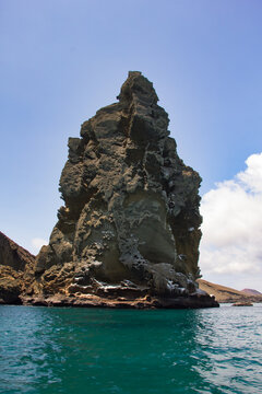 Ikonischer Pinnacle Rock auf Bartolom&eacute; Insel, Galapagos