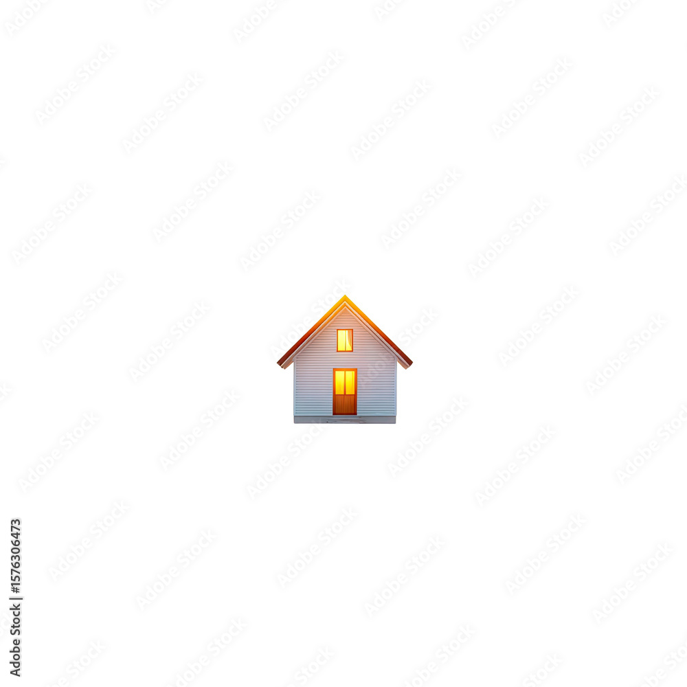 Poster modern minimalist house icon with warm glow of lights and simple design elements for graphic use