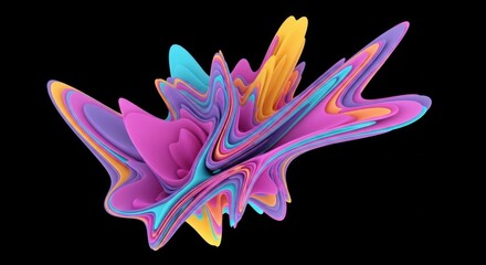 Vibrant Abstract Digital Sculpture with Organic Forms and Psychedelic Color Palette