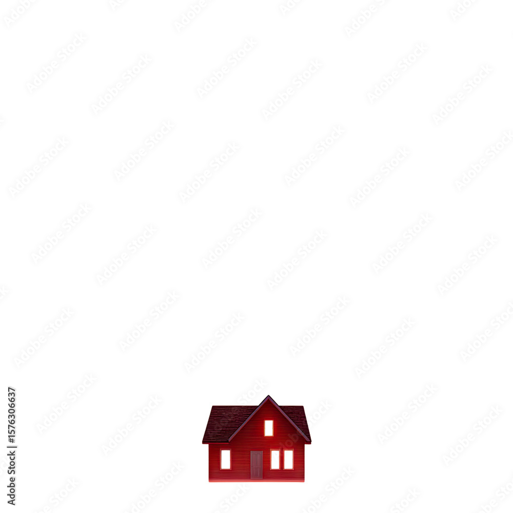 Aufkleber small red house with brown roof in a simple design on a black background symbolizing home and comfor
