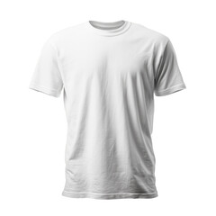 Blank white cotton t shirt isolated against a transparent background for product mockups