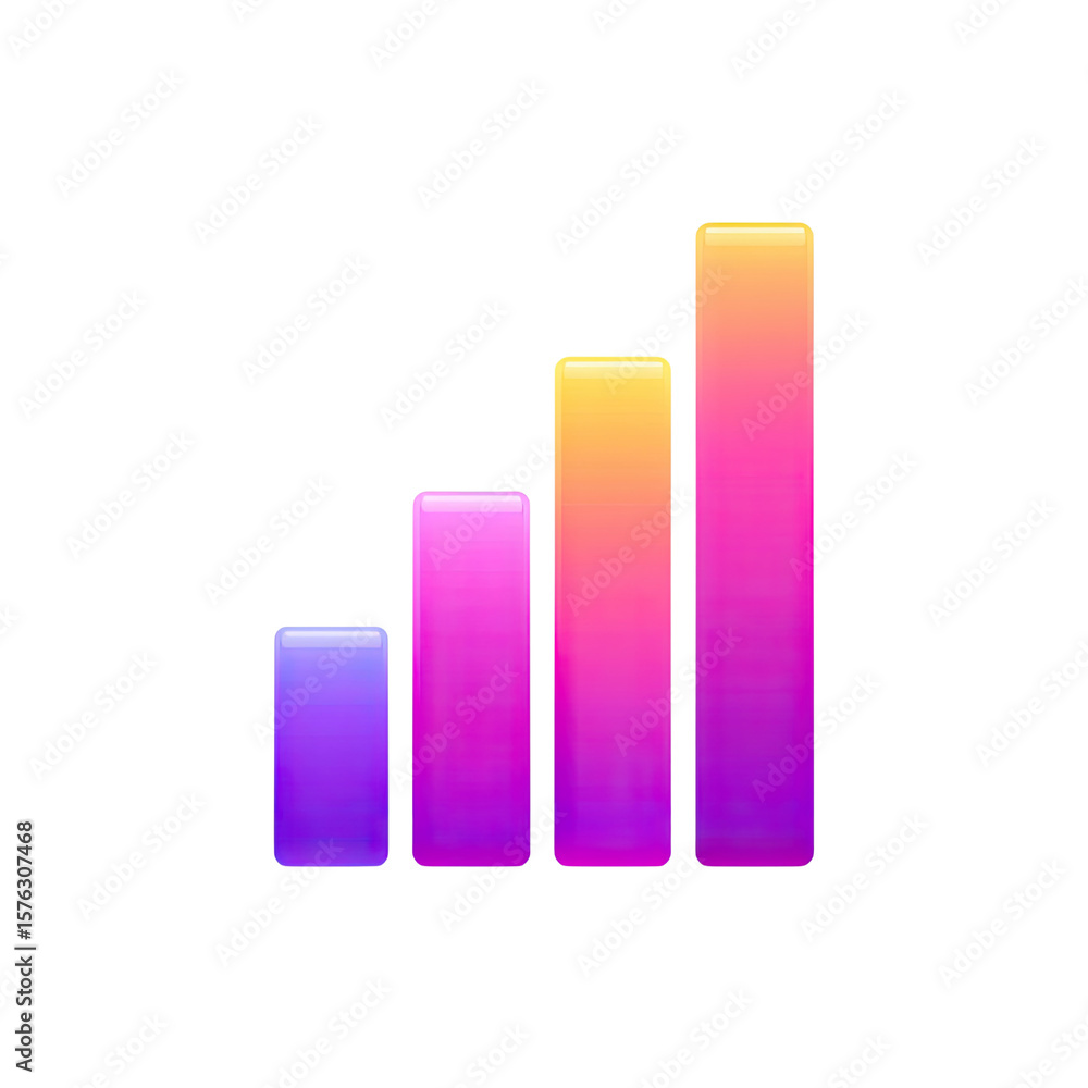 Poster colorful graph showing increasing growth trend with gradient effect for business and data visualizat