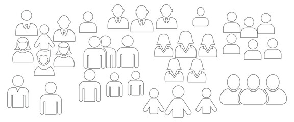 Flat People Icons Vector Set  User, Profile, Avatar, Silhouette   Pictogram Collection

