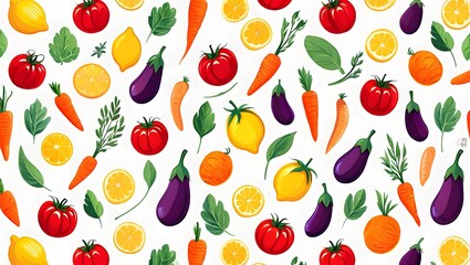 seamless pattern with colorful types of vegetables