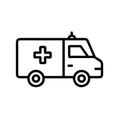 A black and white ambulance is isolated on white background