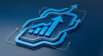 Three Dimensional Blue Growth Arrows And Charts