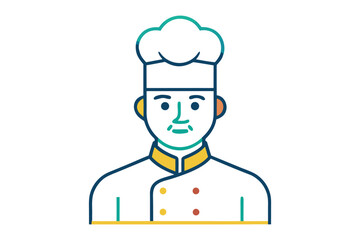 Culinary Professional: A colorful line drawing of a culinary expert in uniform. Ready for delicious creations.