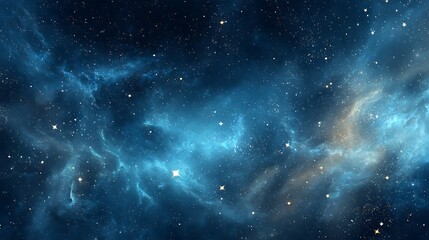 Naklejka premium Blue Nebula with Stars