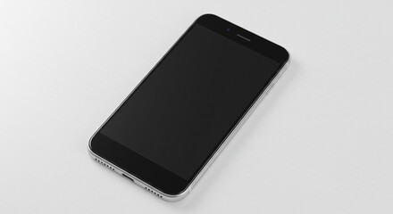 Naklejka premium Sleek black smartphone with dark screen on a light textured surface