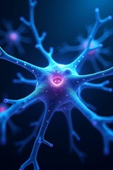 Sci-Fi Brain Neuron with Glowing Nucleus