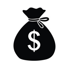 Money Bag Silhouette Vector, Money Bag Clipart, Money bag icon.