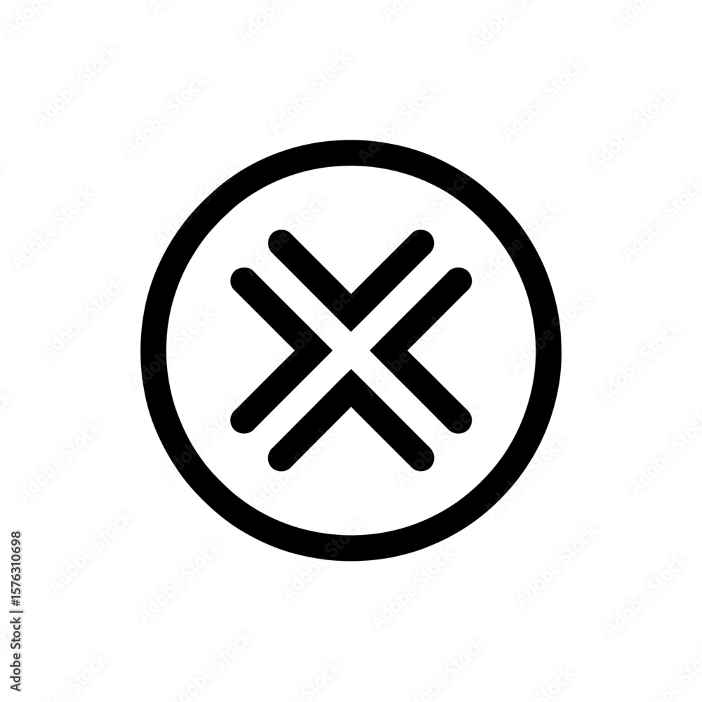 Poster simple geometric black symbol with intersecting lines inside a circle on a white background