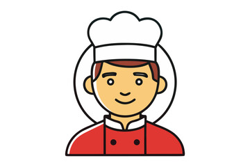 Chef in Uniform: A smiling chef, meticulously rendered in vector art, stands ready, his iconic uniform and toque a testament to culinary skill. The design evokes warmth and culinary expertise.