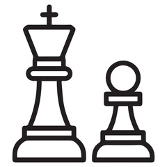 Chess King and Pawn Outline Icon – Strategy and Leadership