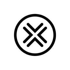 Obraz premium Simple geometric black symbol with intersecting lines inside a circle on a white background