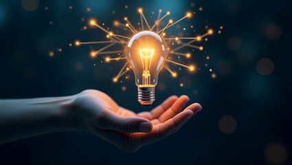 Creative Energy Concept with Light Bulb and Glowing Points