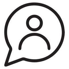 Happy Chat Message Icon with Alert Badge – Outline Vector