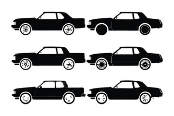 Classic Coupe Car Silhouette Collection: An iconic collection of sleek and stylish classic coupe car silhouettes, evoking the essence of automotive design and nostalgia.
