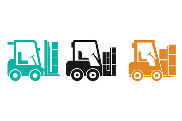 Naklejka premium Forklift Silhouette Icon Vector Illustration for Warehouse and Logistics