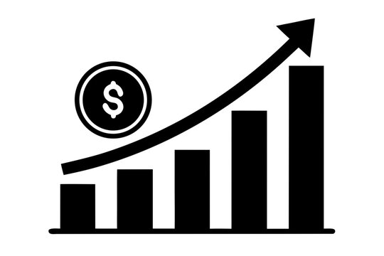 black financial growth chart with dollar coin clip art preview