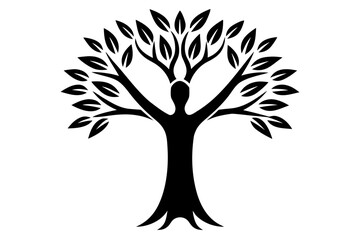 Tree branches leaves nature plant growth forest silhouette vector illustration