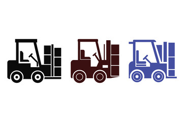 Forklift Silhouette Icon Vector Illustration for Warehouse and Logistics