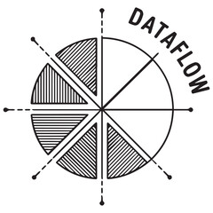 Data Flow Diagram with Pie Chart and Arrows – Vector Illustration